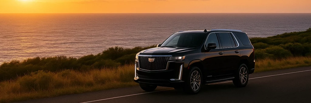 Luxury SUV Transfer in Maui with an ocean view